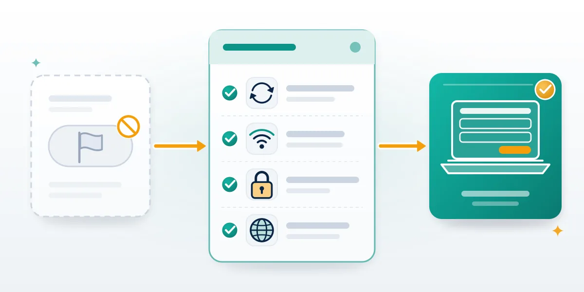 Troubleshooting path for a missing Report button, from a blocked flag to a checklist and the web form fallback.