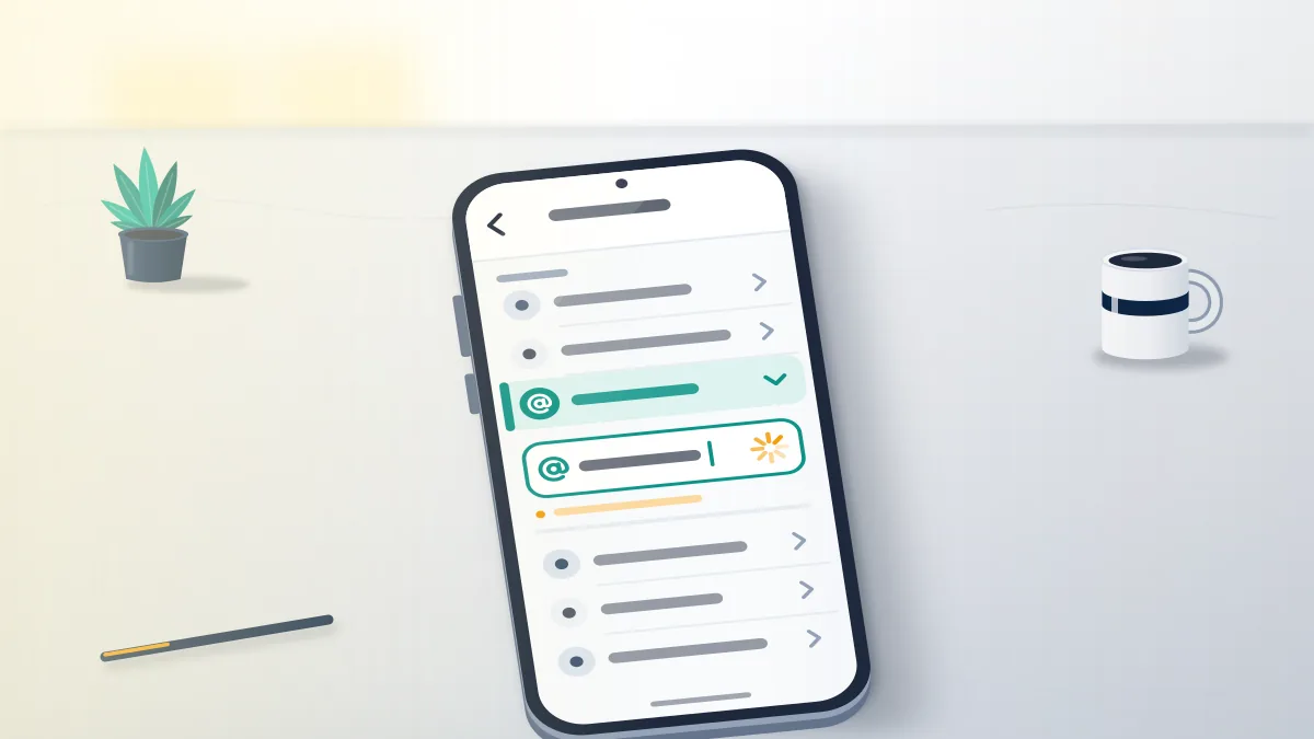 Phone settings list with the username row open, the in-app way to check if an Instagram handle is available.