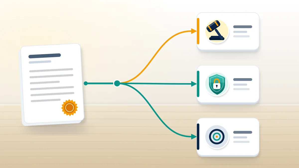 Document card branching to a gavel, a privacy lock and a rights ring, the legal routes for how to get something removed from Facebook.