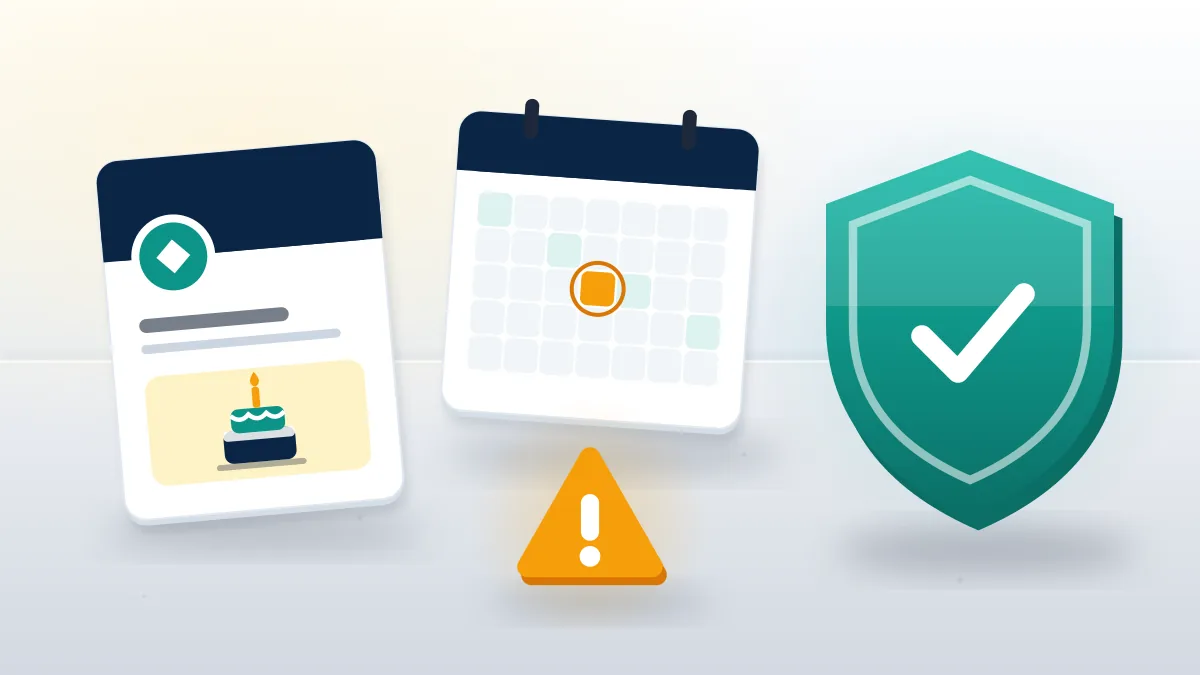 Small profile card with a birthday icon and a teal shield, illustrating a Facebook report under 13 for an underage account.