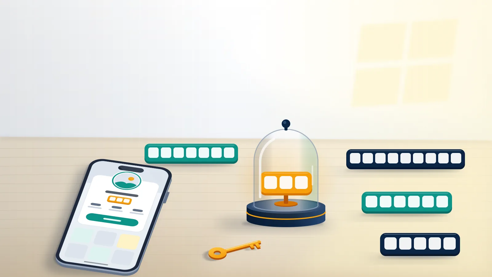 A short amber name tag under a glass dome beside a phone, showing how to get rare username on tiktok when short names are held.