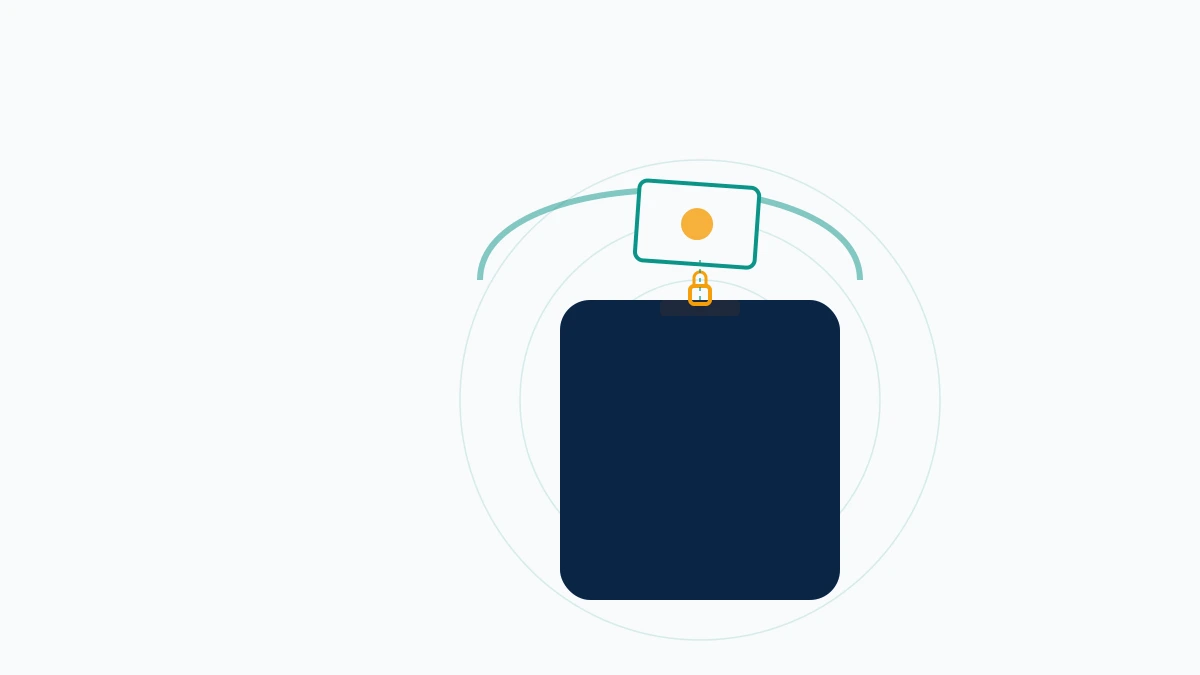 A sealed report card dropped into a locked slot behind a shield, illustrating how to report an Instagram account anonymously.