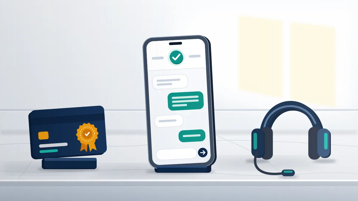 Phone with a verified badge and open chat next to a headset: how to talk to a human at Instagram through paid support.
