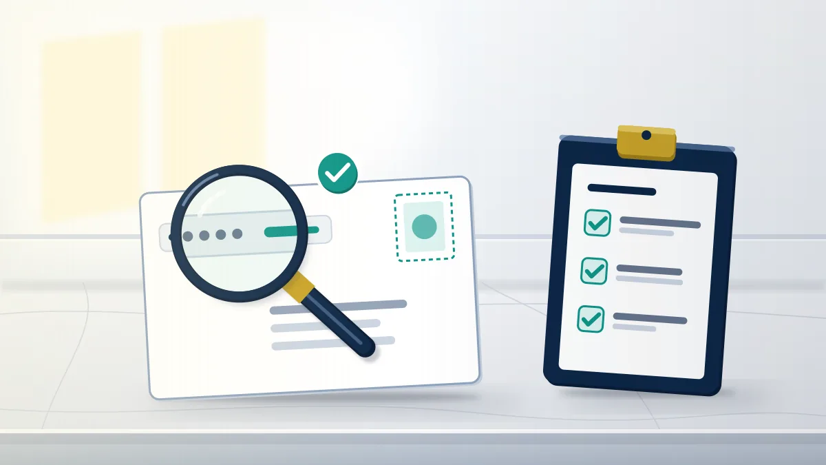 Magnifying glass over an envelope header next to a three-tick checklist: verifying an instagram email address before replying.