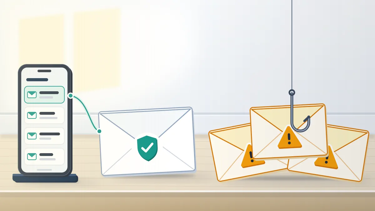 One sealed envelope linked to a phone list beside three flagged fakes: an Instagram Help Center email is checked in Recent emails.