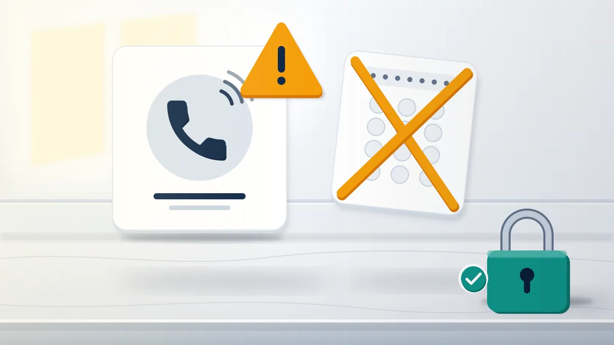 Ringing handset card behind an amber warning sign and a crossed-out card: an Instagram support contact number found online is a scam.