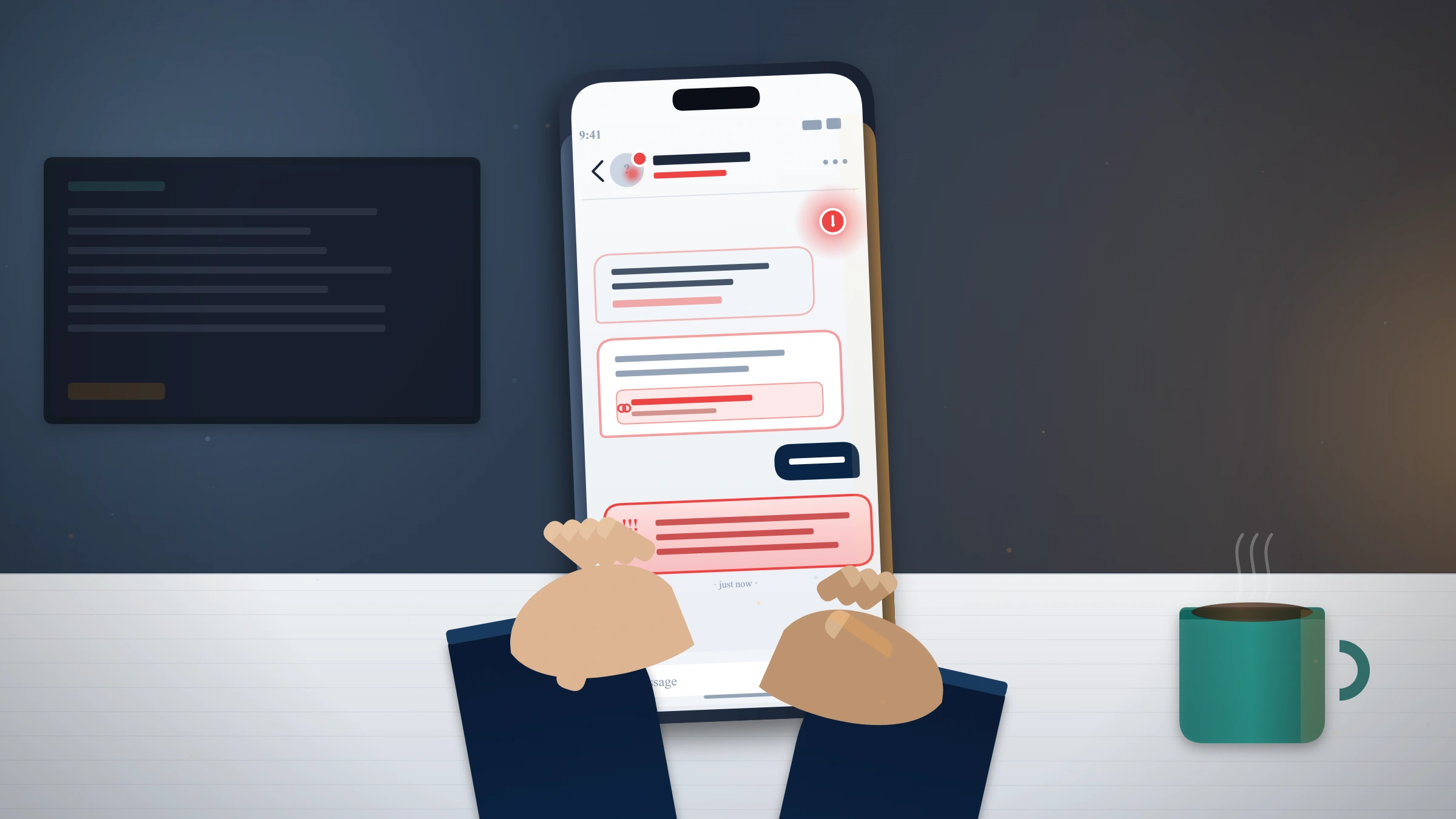 Close-up of a person inspecting suspicious messages on a phone, illustrating red flags of an Instagram username claim service scam.