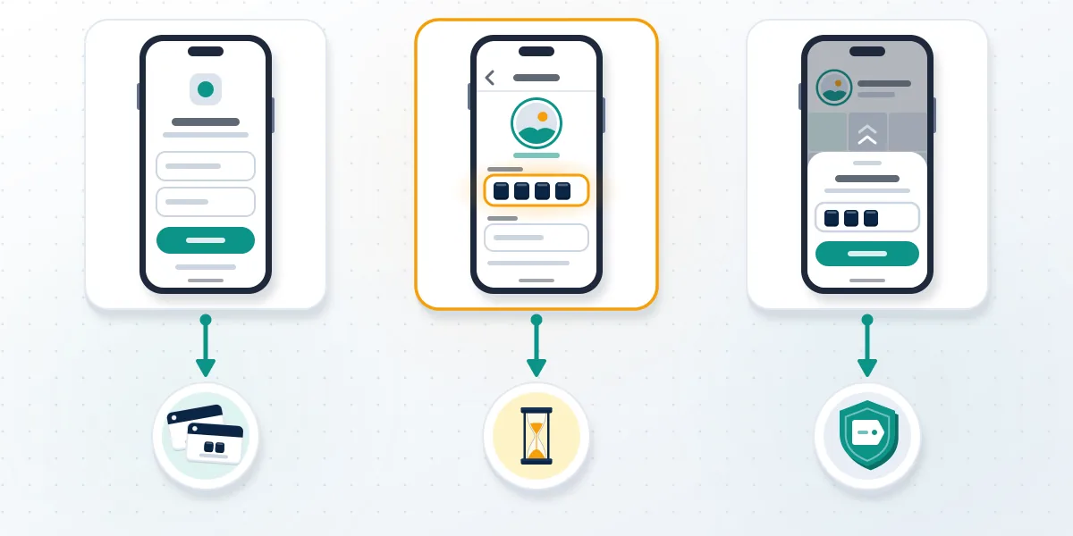 Three phone screens where an Instagram username isn't available: sign-up, Edit profile and a prompt about your current name.