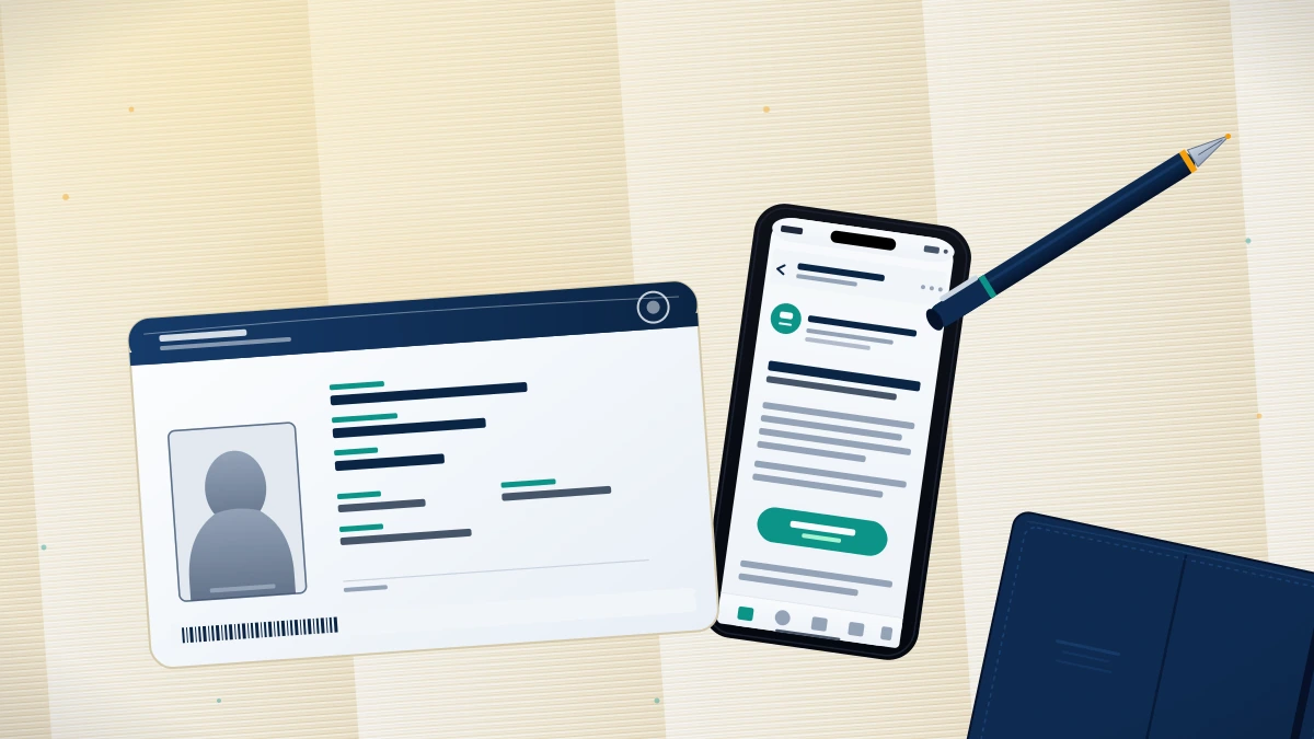 Government-issued ID document and smartphone on a desk used during identity verification for linkedin hacked account recovery.