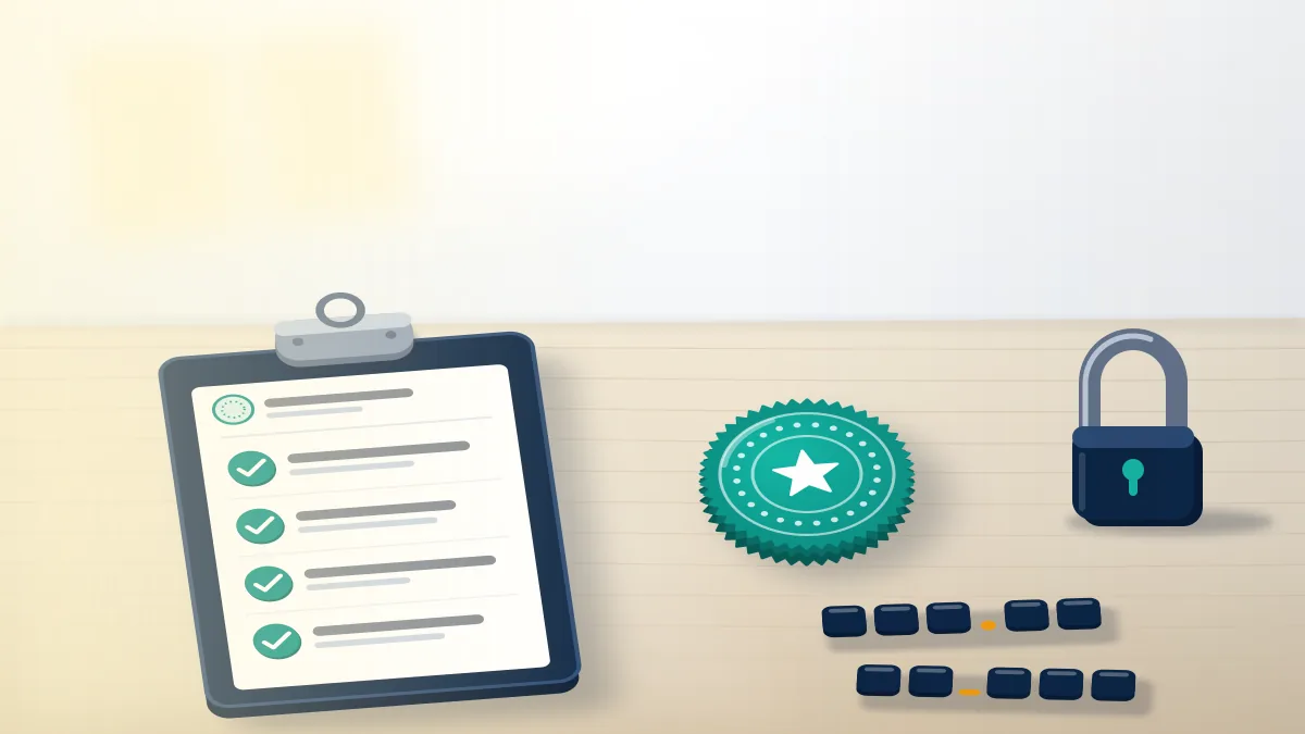 Checklist card with a trademark seal and variant name tiles, safer options than to purchase instagram username rights.