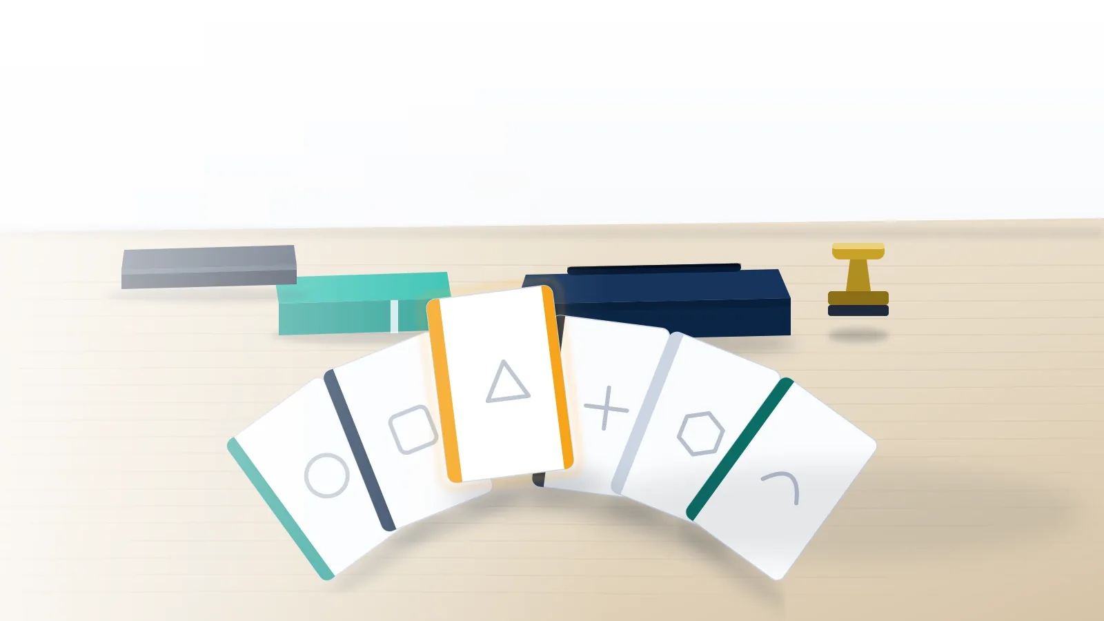 Color-coded category cards fanned beside a sealed review tray, the choice you make when you report a tweet.