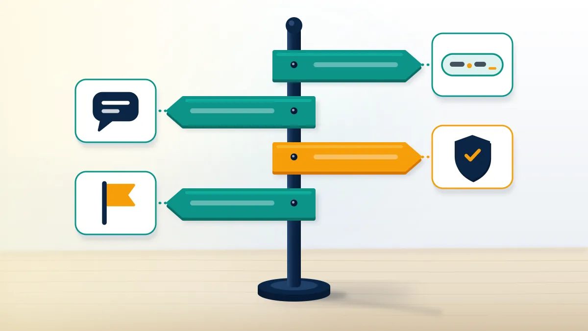Signpost with four routes to a taken handle that beat a sell TikTok username listing: variant, request, trademark and report.