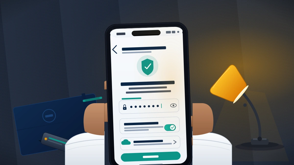 Hands enabling two-factor authentication and a cloud password to harden a Telegram account after telegram banned account recovery.