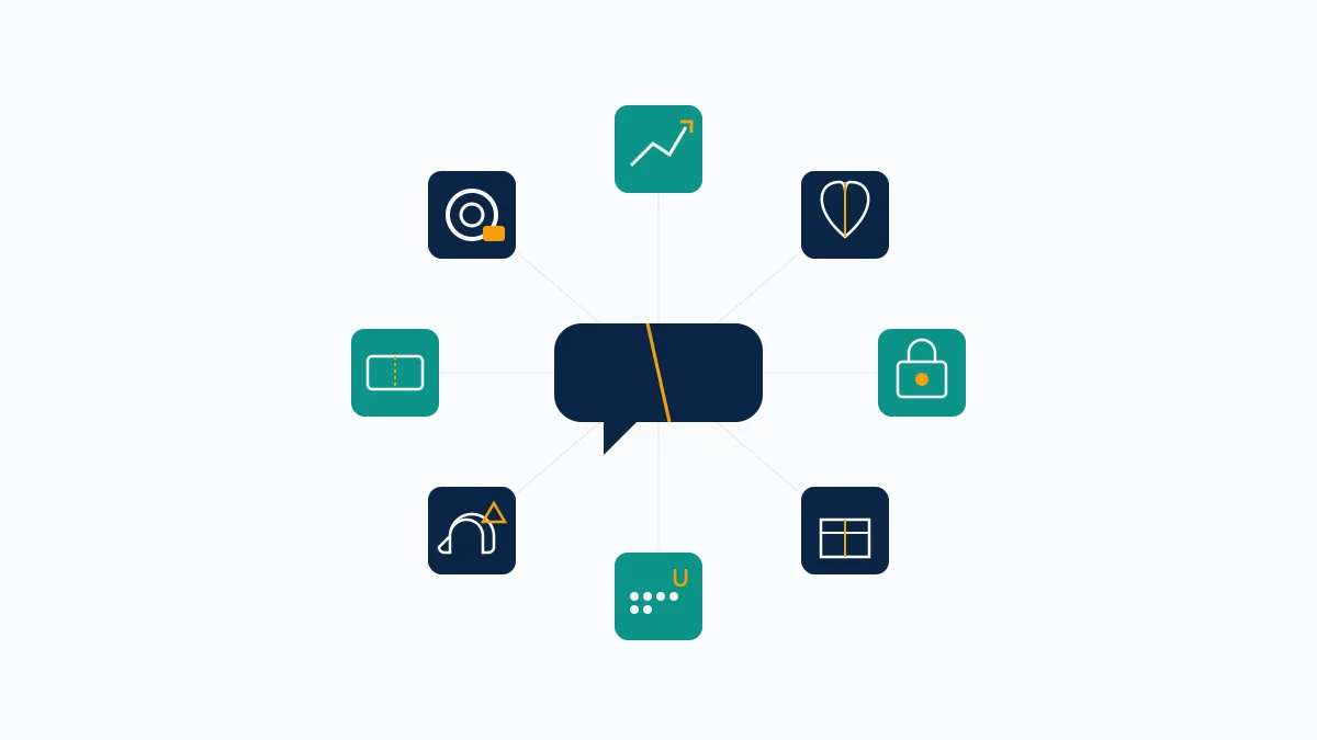 Eight Telegram scamming methods shown as abstract icons around a chat bubble, from investment groups to fake recovery agents.
