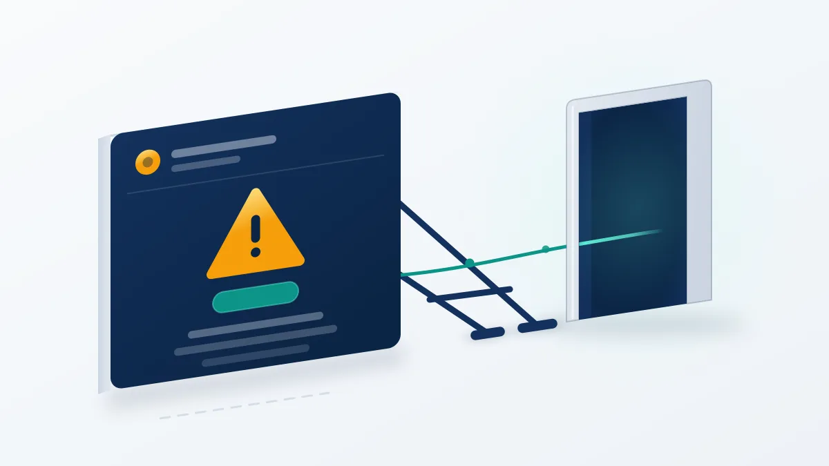 An official-looking warning panel revealed as a propped-up false front, the tell of a fake TikTok copyright infringement email or DM.