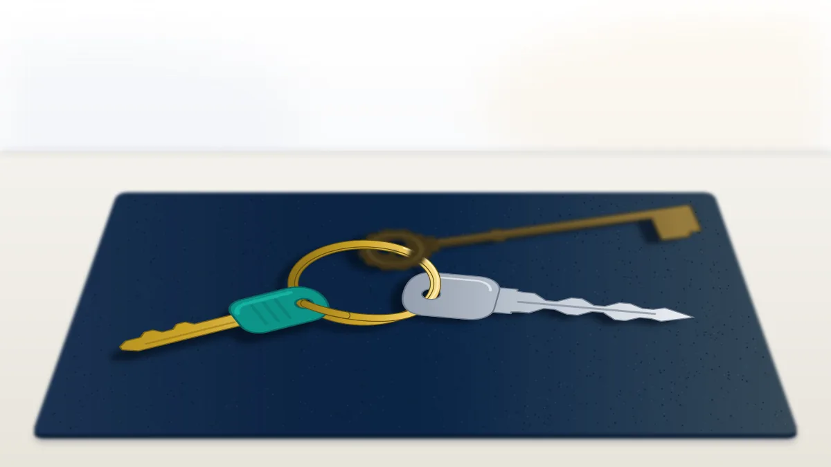 A hand sliding only the smallest of three keys off a brass ring, the least access you can grant a Twitter bot follower checker.