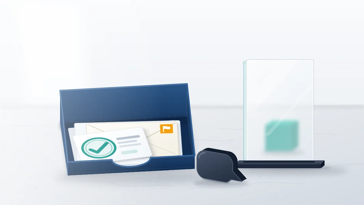What happens if you report someone on Facebook: a Support Inbox tray holds the verdict while a frosted screen hides the reporter.
